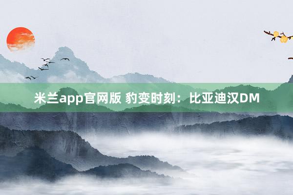 米兰app官网版 豹变时刻：比亚迪汉DM