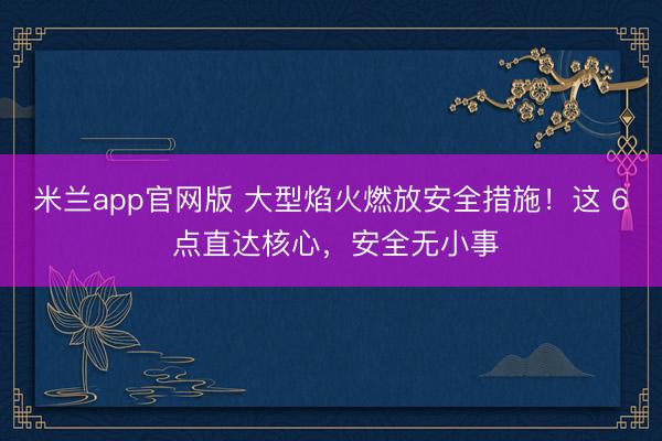 米兰app官网版 大型焰火燃放安全措施!这 6 点直达核心,安全无小事