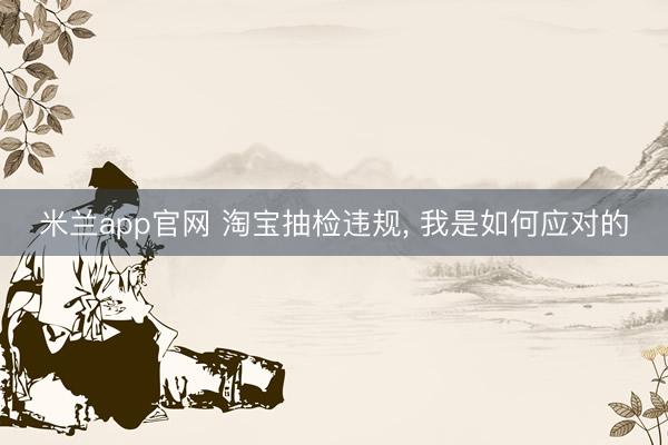 米兰app官网 淘宝抽检违规， 我是如何应对的