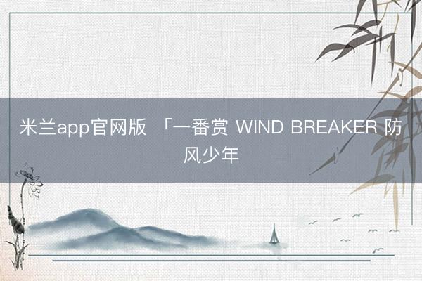 米兰app官网版 「一番赏 WIND BREAKER 防风少年