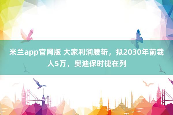 米兰app官网版 大家利润腰斩,拟2030年前裁人5万,奥迪保时捷在列