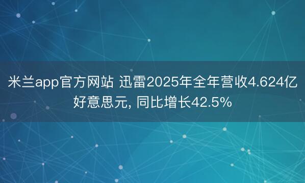 米兰app官方网站 迅雷2025年全年营收4.624亿好意思元， 同比增长42.5%