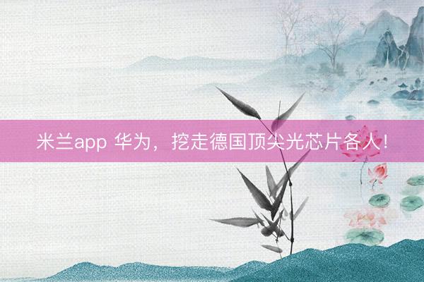 米兰app 华为，挖走德国顶尖光芯片各人！