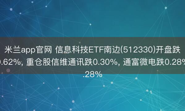 米兰app官网 信息科技ETF南边(512330)开盘跌0.62%， 重仓股信维通讯跌0.30%， 通富微电跌0.28%