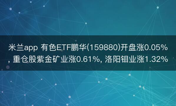 米兰app 有色ETF鹏华(159880)开盘涨0.05%， 重仓股紫金矿业涨0.61%， 洛阳钼业涨1.32%