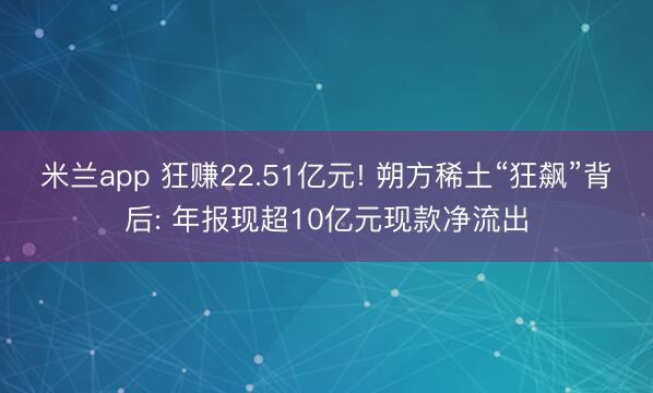 米兰app 狂赚22.51亿元! 朔方稀土“狂飙”背后: 年报现超10亿元现款净流出