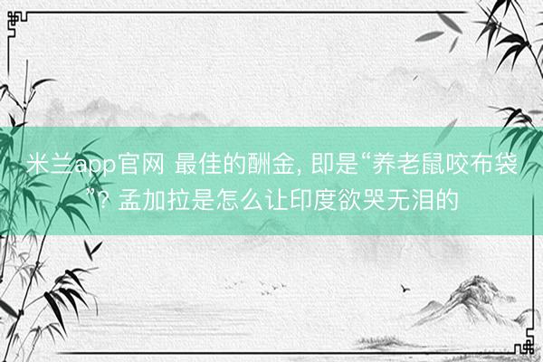 米兰app官网 最佳的酬金, 即是“养老鼠咬布袋”? 孟加拉是怎么让印度欲哭无泪的