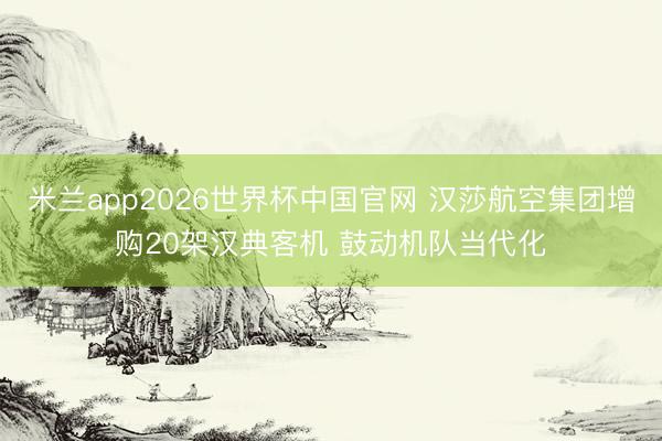 米兰app2026世界杯中国官网 汉莎航空集团增购20架汉典客机 鼓动机队当代化