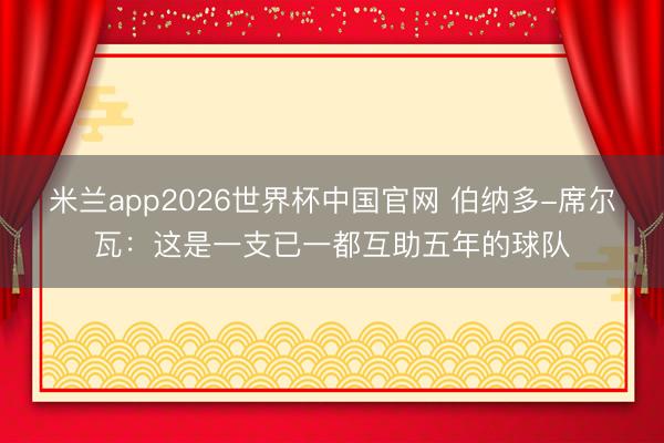 米兰app2026世界杯中国官网 伯纳多-席尔瓦：这是一支已一都互助五年的球队