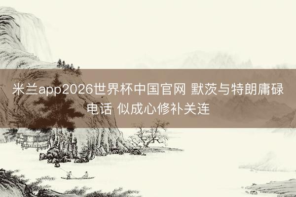 米兰app2026世界杯中国官网 默茨与特朗庸碌电话 似成心修补关连
