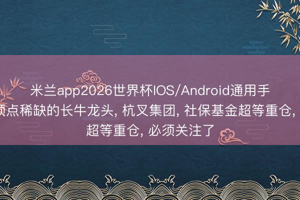 米兰app2026世界杯IOS/Android通用手机版下载 顶点稀缺的长牛龙头， 杭叉集团， 社保基金超等重仓， 必须关注了