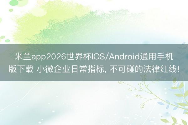米兰app2026世界杯IOS/Android通用手机版下载 小微企业日常指标， 不可碰的法律红线!