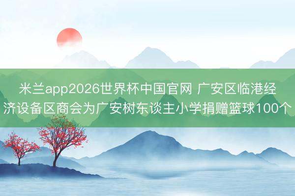 米兰app2026世界杯中国官网 广安区临港经济设备区商会为广安树东谈主小学捐赠篮球100个