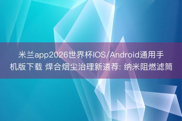 米兰app2026世界杯IOS/Android通用手机版下载 焊合烟尘治理新遴荐: 纳米阻燃滤筒