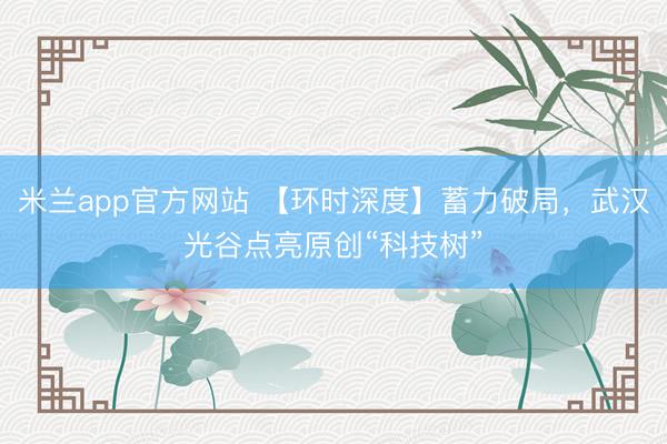 米兰app官方网站 【环时深度】蓄力破局，武汉光谷点亮原创“科技树”