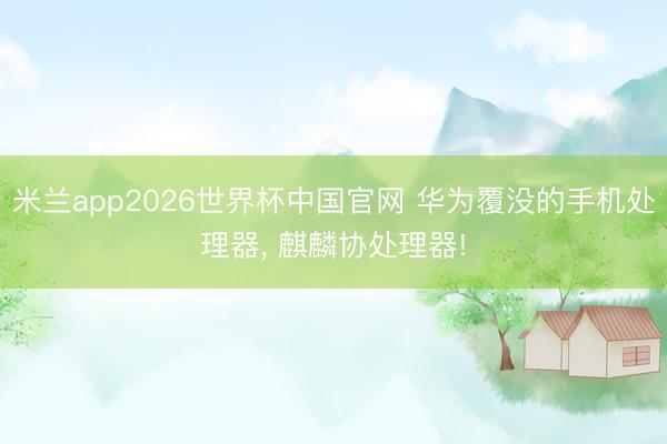 米兰app2026世界杯中国官网 华为覆没的手机处理器， 麒麟协处理器!